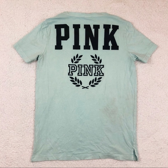 PINK Victoria's Secret Tops - PINK by VS Mint V-Neck Graphic Tee